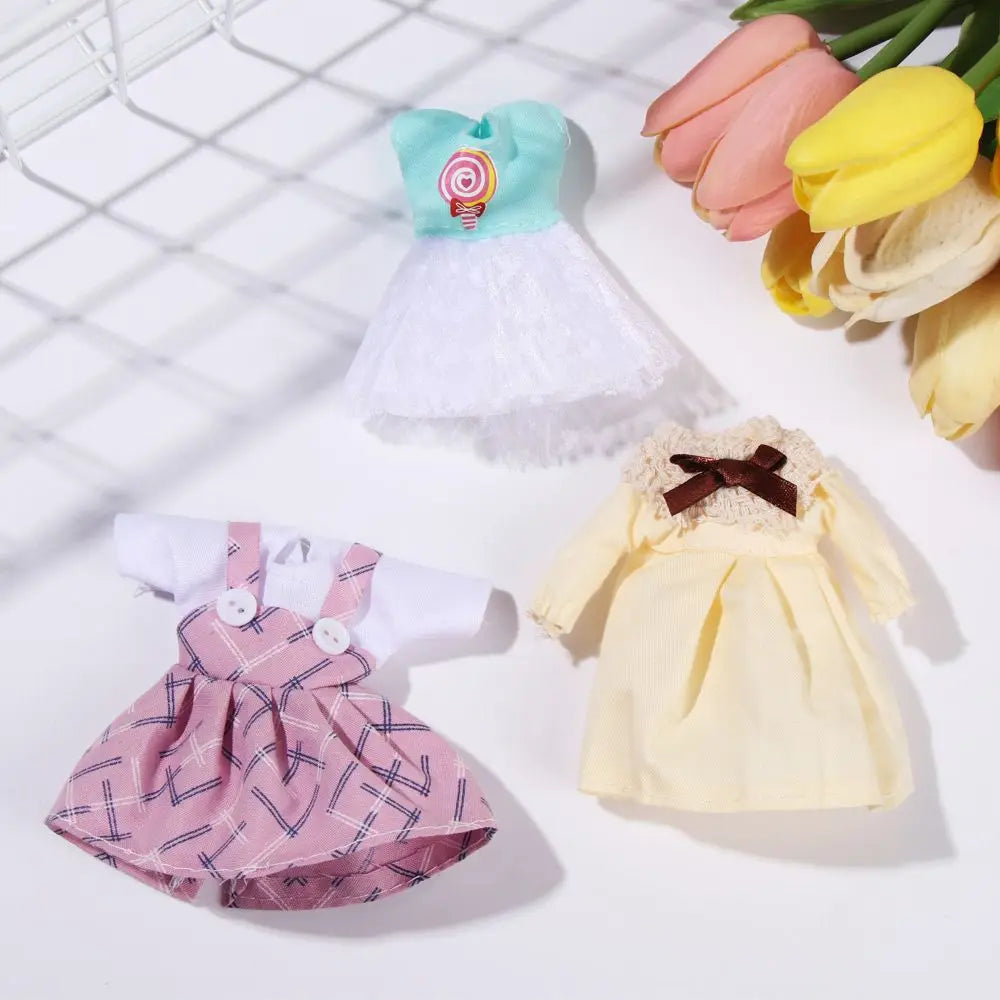 16cm Doll Clothes Cute Princess Dress For 1/8 BJD Doll Tops T-shirt Hoodies Jeans Pants Suit Lace Knitted Sweater Skirt Toy Gift