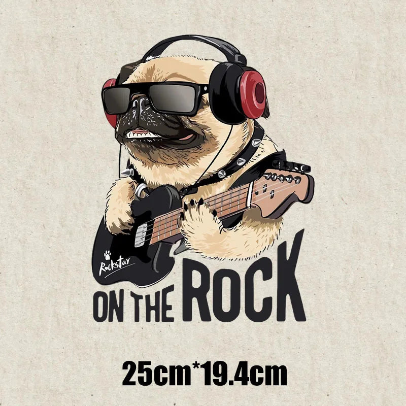 Fashion Animal on the rock DTF Thermo Sticker Decals Heat Transfer On Clothes Iron On Patch For Hoodies Press Print Man & Woman