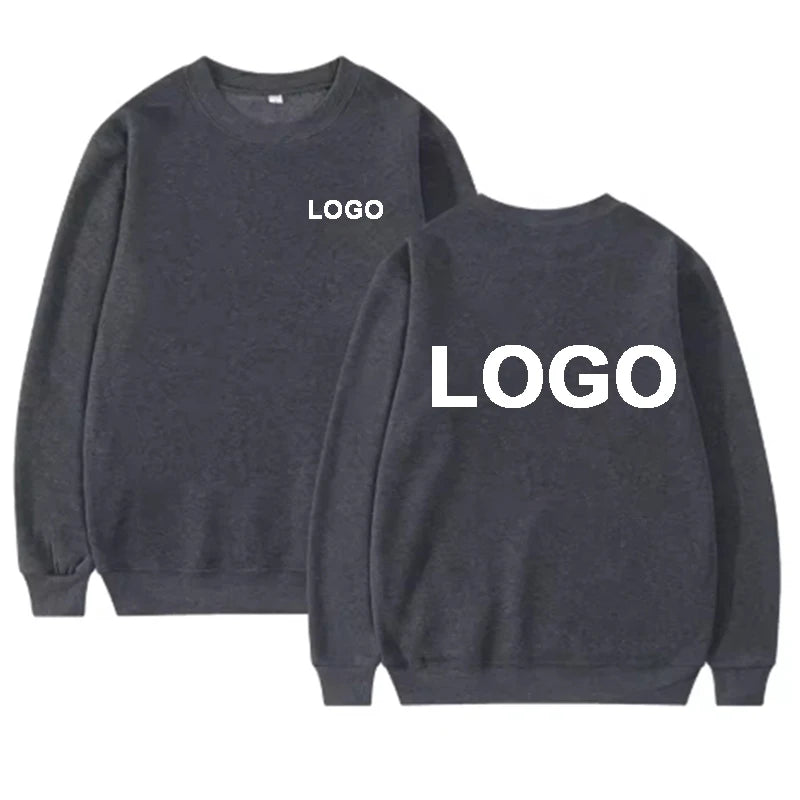 Customized printed men's and women's round neck hoodies, fashionable O-neck loose long sleeved pullovers, street sports shirts