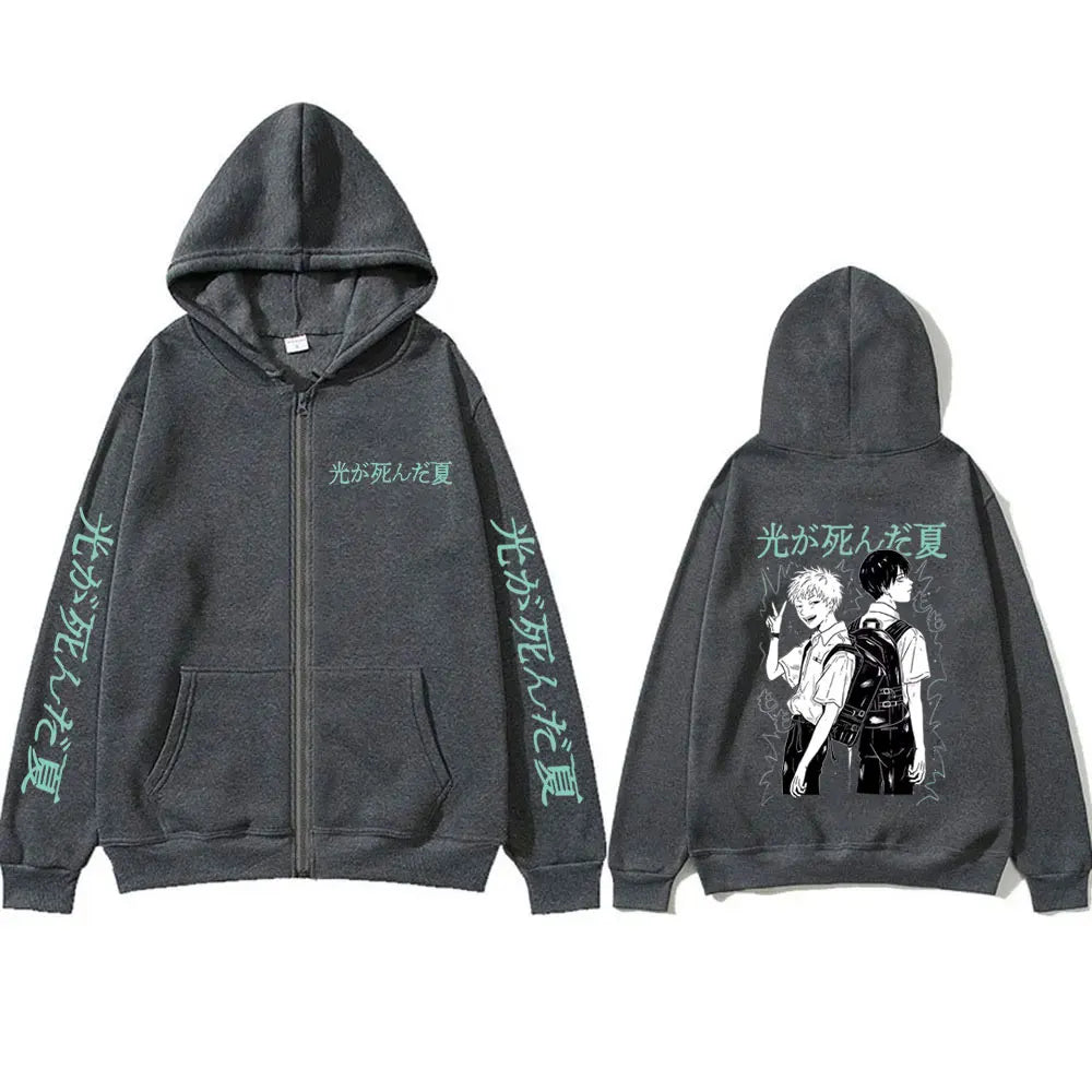 Anime The Summer Hikaru Died Graphic Zipper Hoodie Men Women Clothing Cartoon Manga Zip Up Jacket Unisex Casual Vintage Hoodies