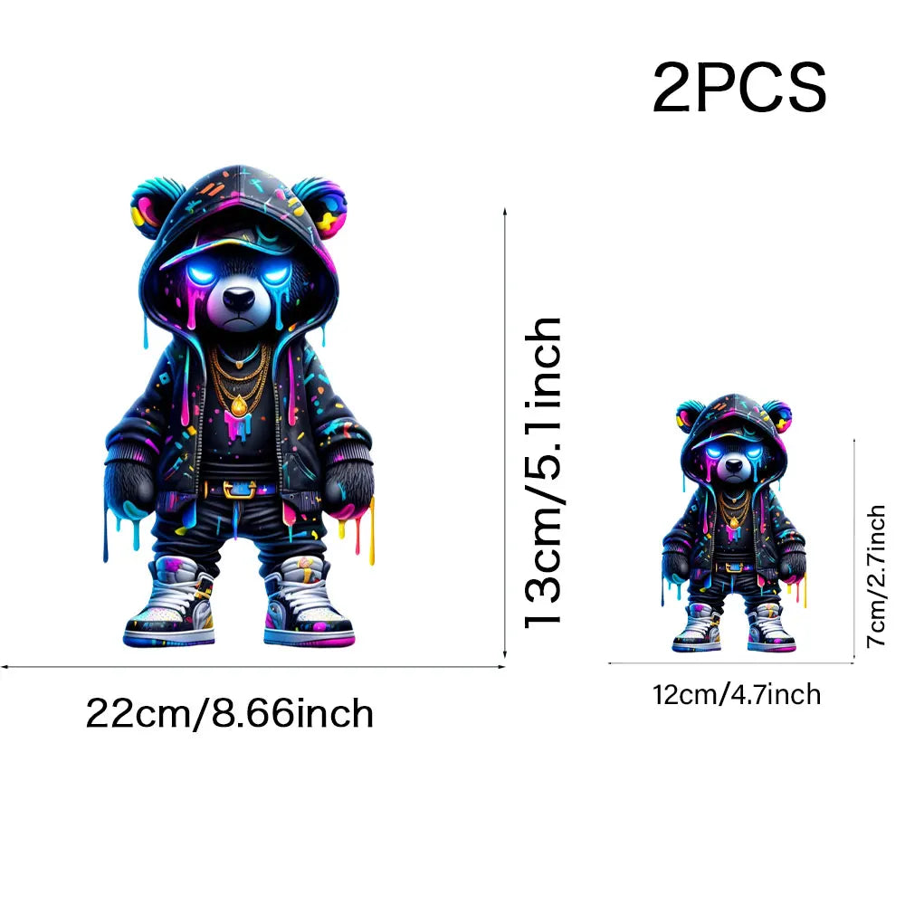 Cool Punk Bears Patches On Clothes Thermal Press Decal T-Shirt Parches Ropa Hoodies Heat Transfer DIY Clothes Stickers Iron On