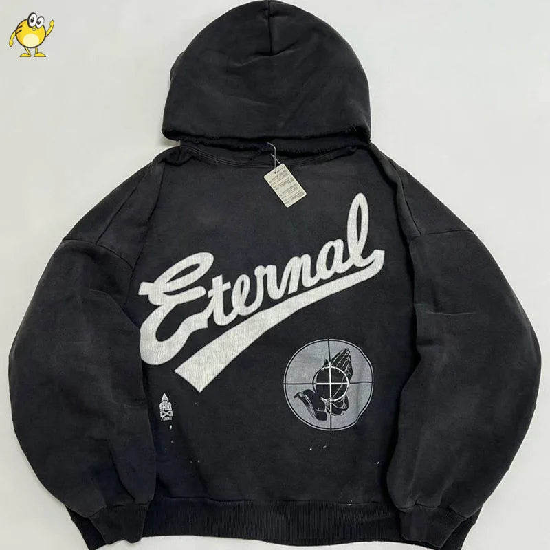 Good Quality Saint Hoodies Men Woman Hooded Pullovers Washed High Street Damaged Oversized Sweatshirts Hip Hop Autumn Winter