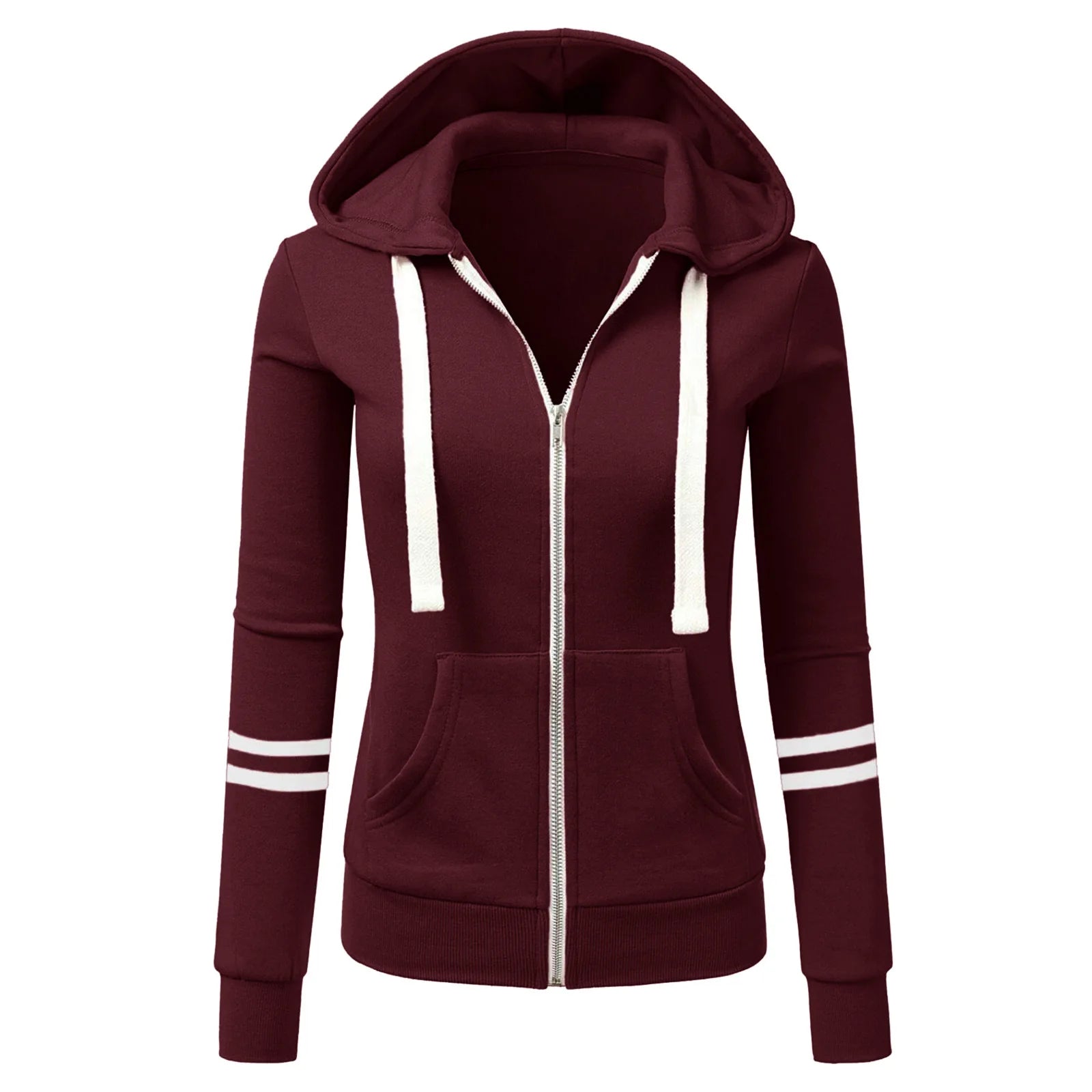 Women Sweatshirts Hooded Spliced Hoodies Cardigan Sweatshirt Outerwear Loose Slight Strech Patchwork Casual Pockets Autumn