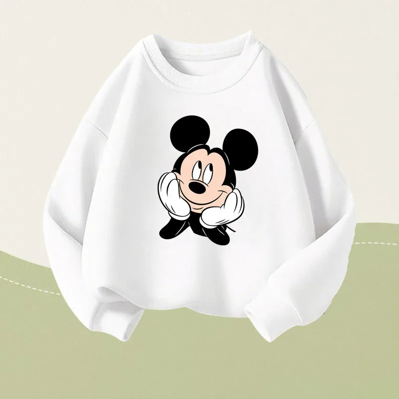 SPRING New Style Boys Long Sleeve Tops Mickey Printed Children's O Neck Hoodies Kids Casual Sweatshirts Breathable Sport Clothes