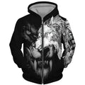 Wolf Pattern 3D Print Zipper Hoodies Men Women Hip Hop Hooded Sweatshirts Hoody Oversized Tracksuit Pullover Man Coat Clothing