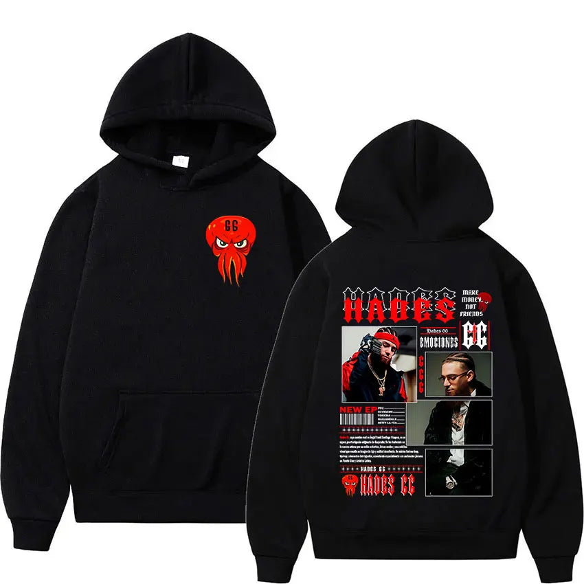Rapper Hades 66 2025 Album Graphic Cover Hoody Men's Clothing Gothic Long Sleeve Sweatshirt Y2K Vintage Oversized Fleece Hoodies