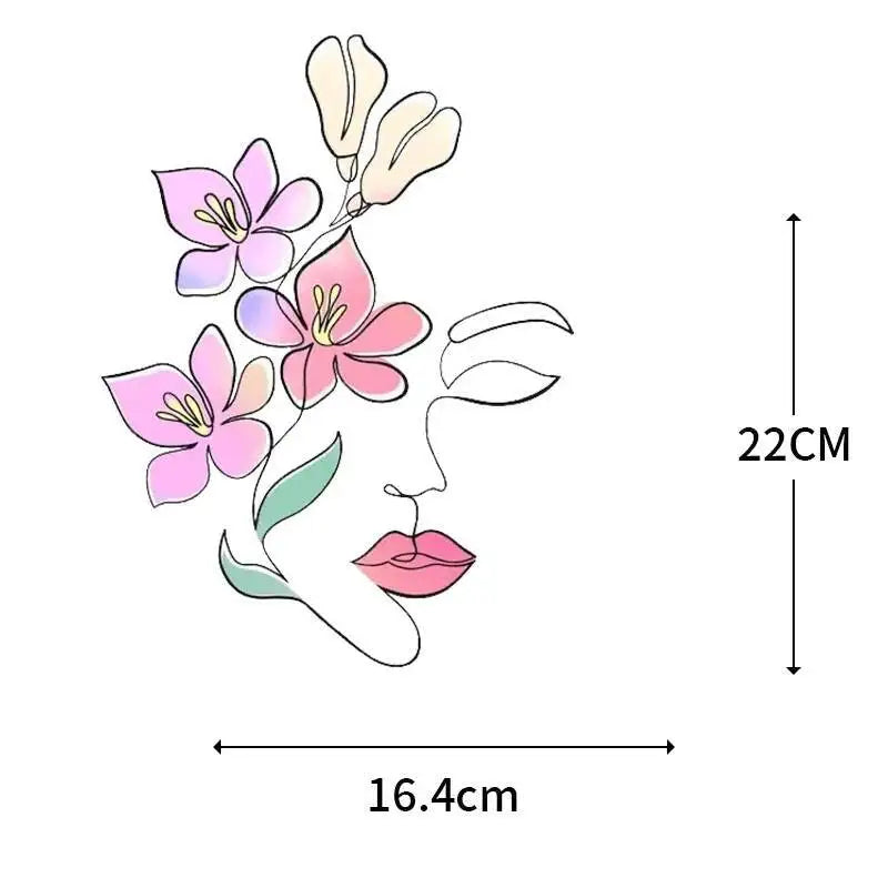 Abstract portraits and floral patterns heat transfer girls' clothing printed stickers Iron On hoodies and canvas bags DIY