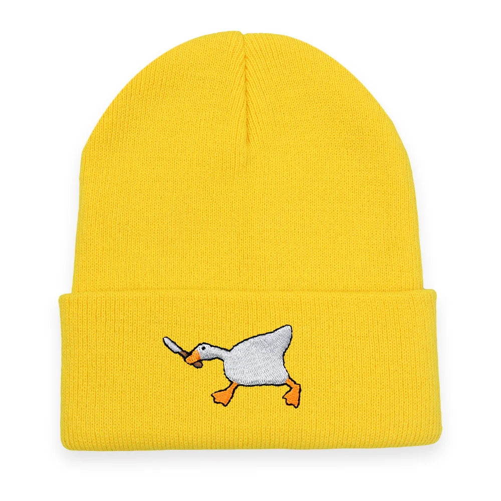 Big Goose Embroidered Knitted Hat for Winter and Winter Warmth, Men's and Women's Hoodies, Unclimbed Knitted Hat, Outdoor