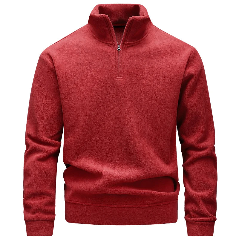 Men's Polar Fleece Stand-Collar Hoodies Autumn Winter Fashion Half-Zip Long-Sleeve Pullover Sweatshirt Warm Men's Hiking Jackets