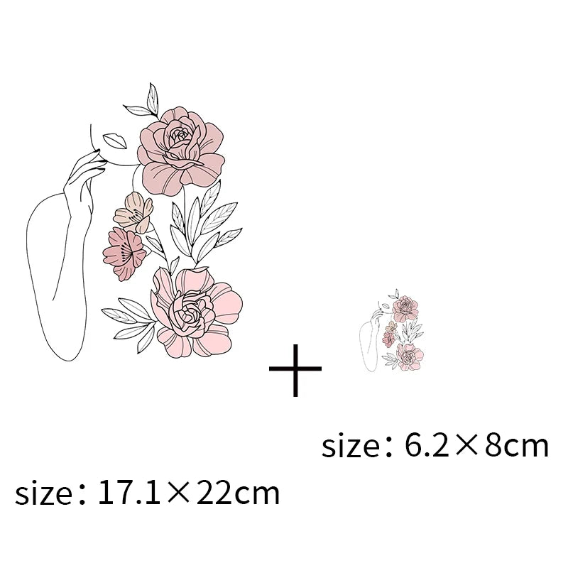 Abstract portraits and floral patterns heat transfer girls' clothing printed stickers Iron On hoodies and canvas bags DIY