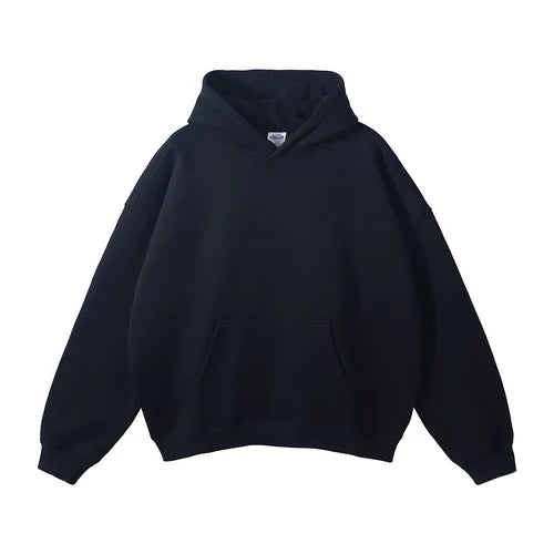 Cotton Baggy Fleece Hoodies for Men Solid Color Plush Pullovers Oversized Hooded Sweatshirt Autumn Winter Thick Clothes Unisex