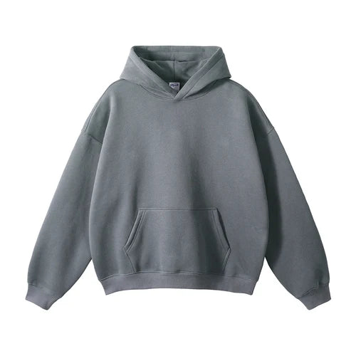 Cotton Baggy Fleece Hoodies for Men Solid Color Plush Pullovers Oversized Hooded Sweatshirt Autumn Winter Thick Clothes Unisex