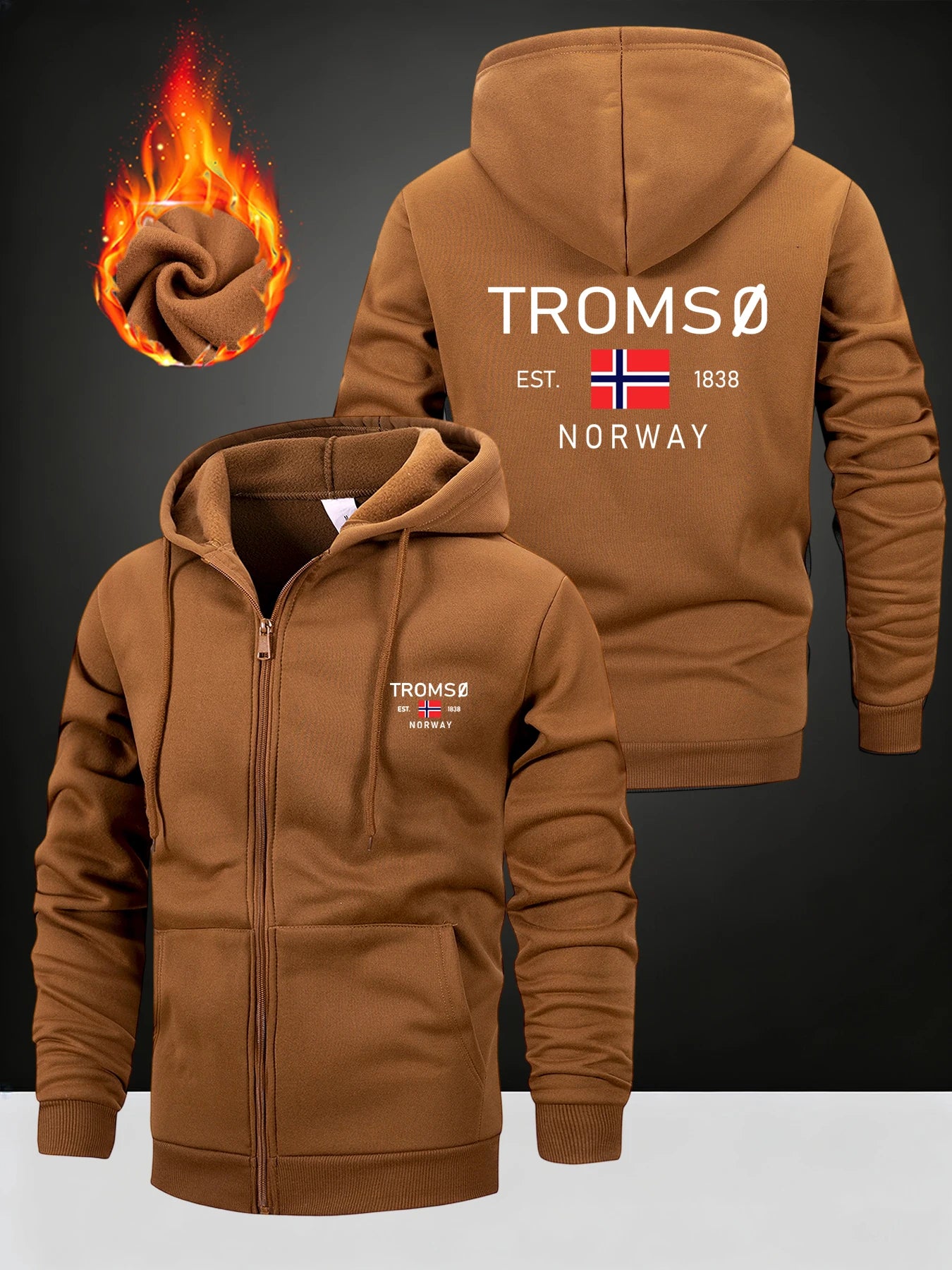 NORWAY Printed Men's Hoodies Long Sleeve Sweatshirt Zipper Design Hooded Coat for Men Clothing Sportswear Slim Fit Casual Jacket