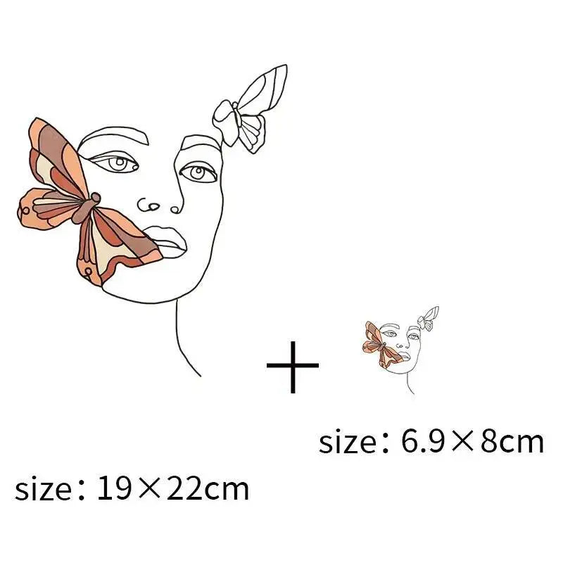 Abstract portraits and floral patterns heat transfer girls' clothing printed stickers Iron On hoodies and canvas bags DIY