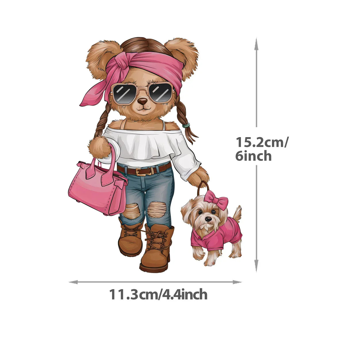 Medium Bear Iron On Patches Transfers Vinyl Thermal Press A-Level Washable Diy Hoodies Tops Patch Iron Children Clothes