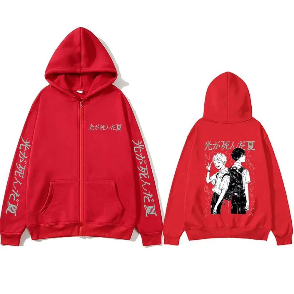 Anime The Summer Hikaru Died Graphic Zipper Hoodie Men Women Clothing Cartoon Manga Zip Up Jacket Unisex Casual Vintage Hoodies