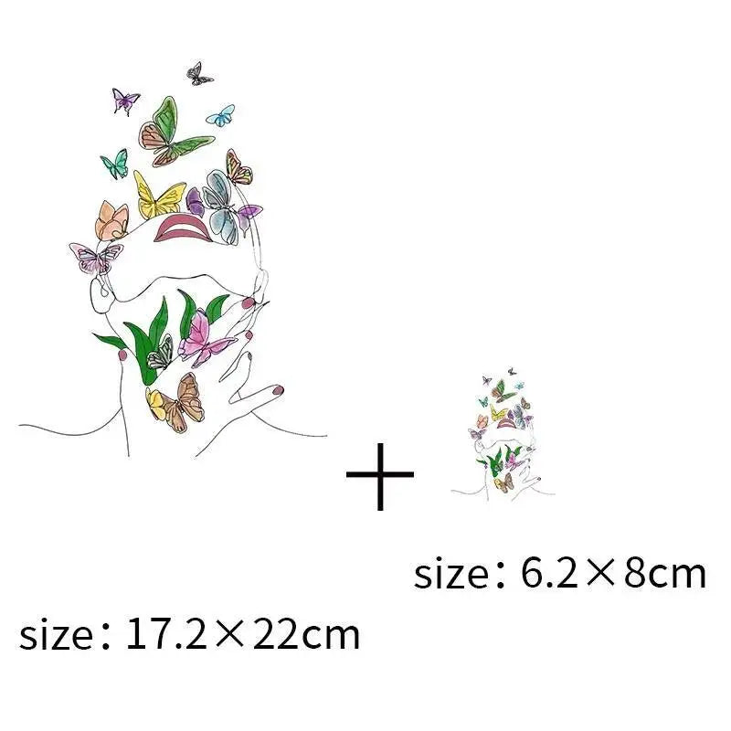 Abstract portraits and floral patterns heat transfer girls' clothing printed stickers Iron On hoodies and canvas bags DIY