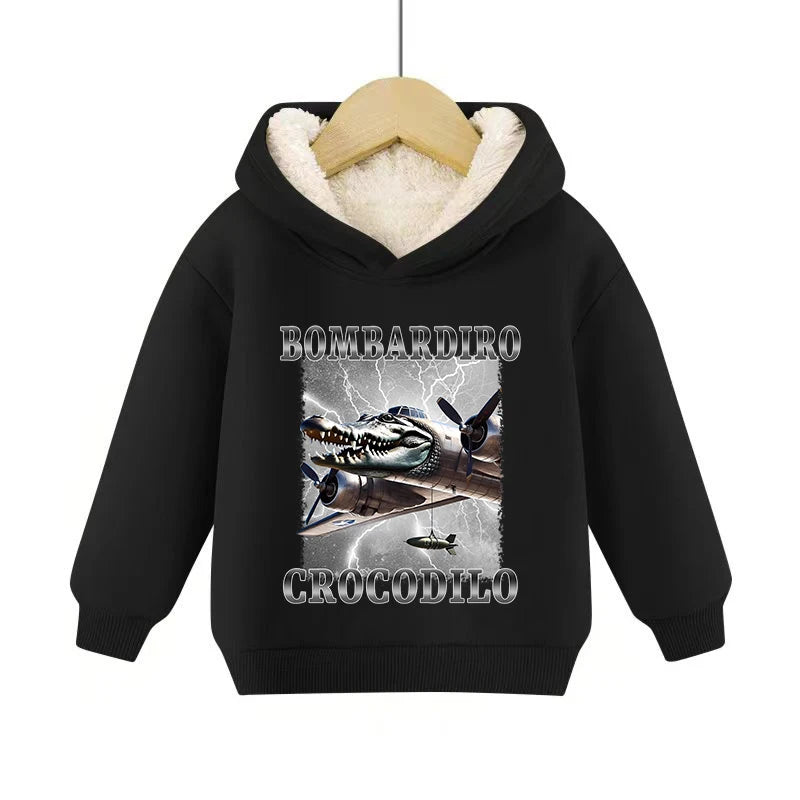 Italian Brainrot Animals Pullover Hoodies Cappuccino Assassino Lamb Fleece Kid Sweatshirt Sahur Anime Cartoons Clothes Tops Gift