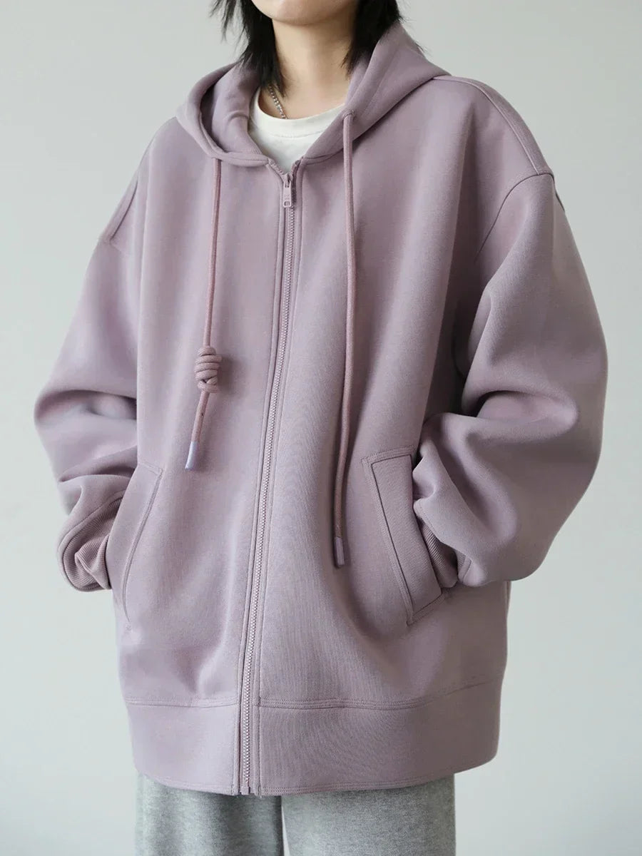 CHIC VEN Women Sweatshirts Hoodies Solid Loose Casual Hooded Female Tops Lady Coat Medium Length Overcoat Spring Autumn 2025