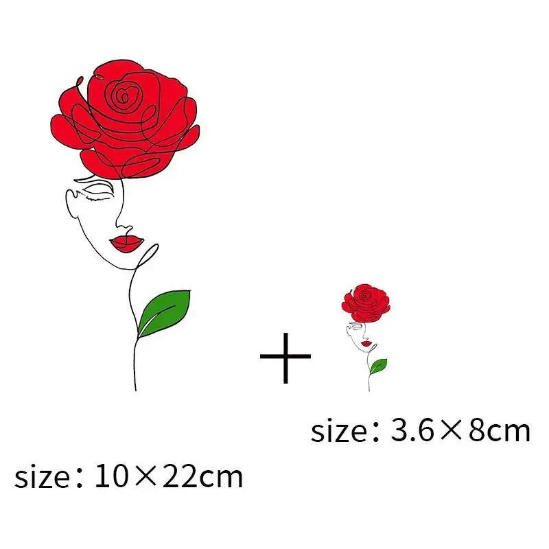 Abstract portraits and floral patterns heat transfer girls' clothing printed stickers Iron On hoodies and canvas bags DIY