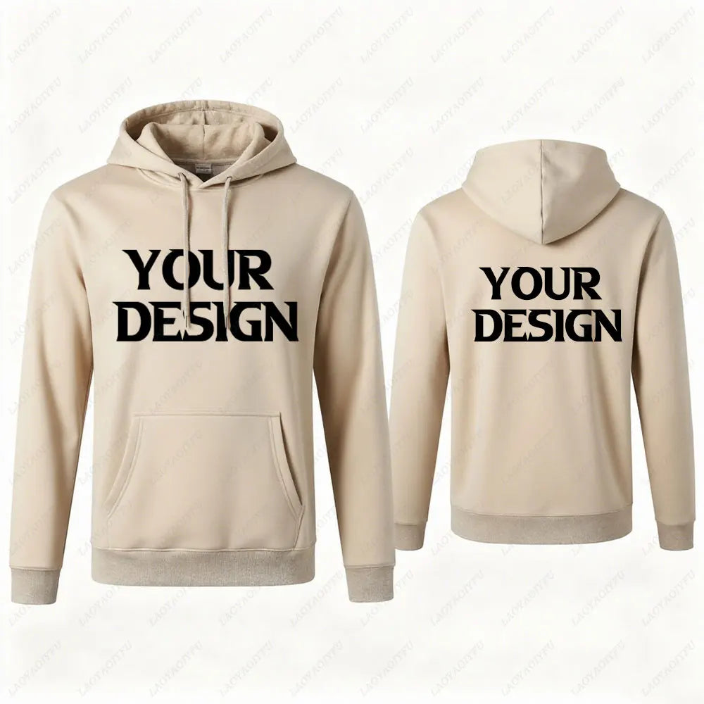2025 DIY Custom Your Text New Autumn Winter Casual Men's Tops Solid Color Hoodies Sweatshirt Sweatshirt Men Clothing