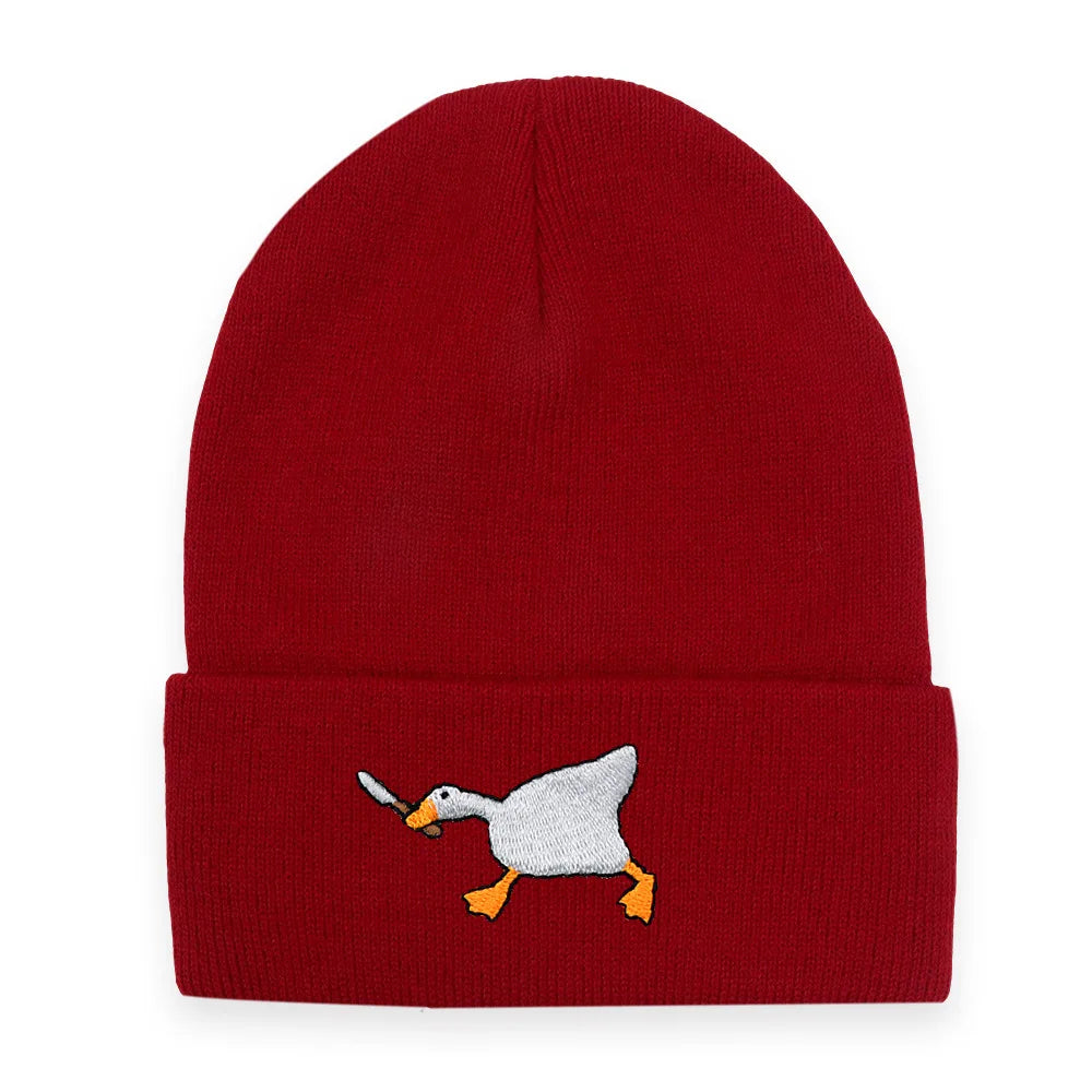 Big Goose Embroidered Knitted Hat for Winter and Winter Warmth, Men's and Women's Hoodies, Unclimbed Knitted Hat, Outdoor