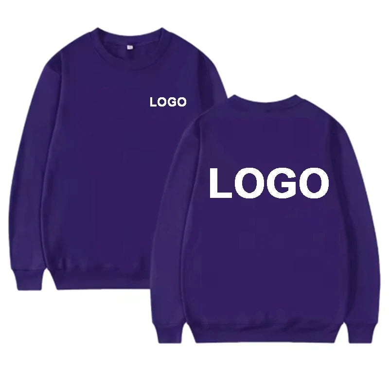 Customized printed men's and women's round neck hoodies, fashionable O-neck loose long sleeved pullovers, street sports shirts