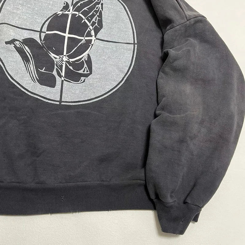 Good Quality Saint Hoodies Men Woman Hooded Pullovers Washed High Street Damaged Oversized Sweatshirts Hip Hop Autumn Winter