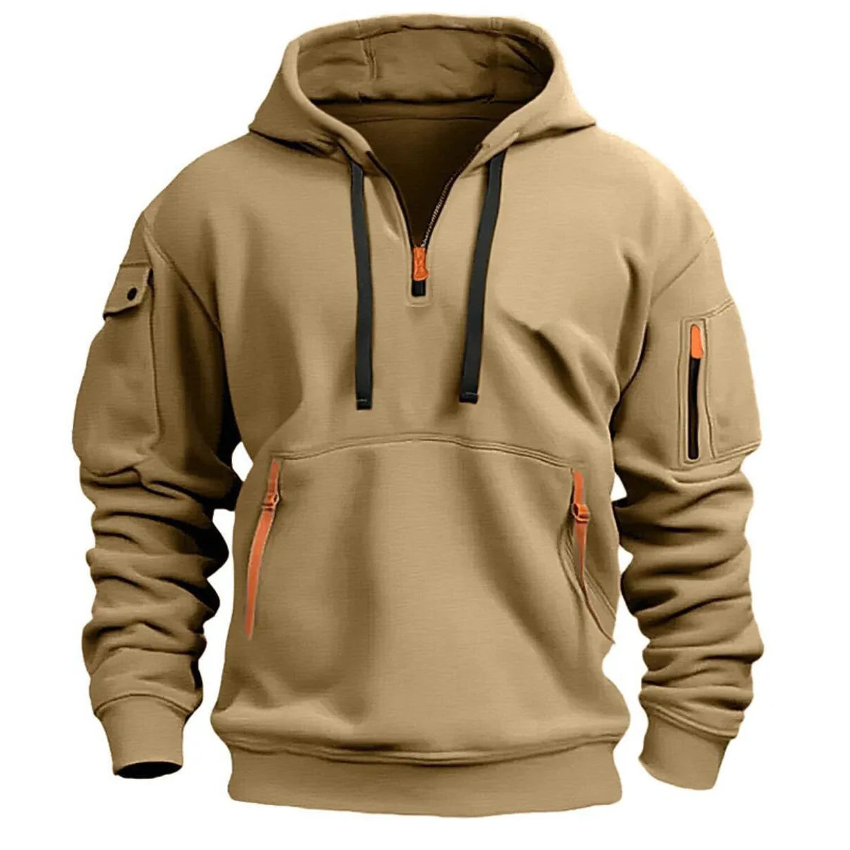 New Men's Zip-Up Color Block Hoodie with Casual Stylish & Durable Fall/Winter Top Raglan Sleeves Hoodies Sweatshirt MaleNew Men'
