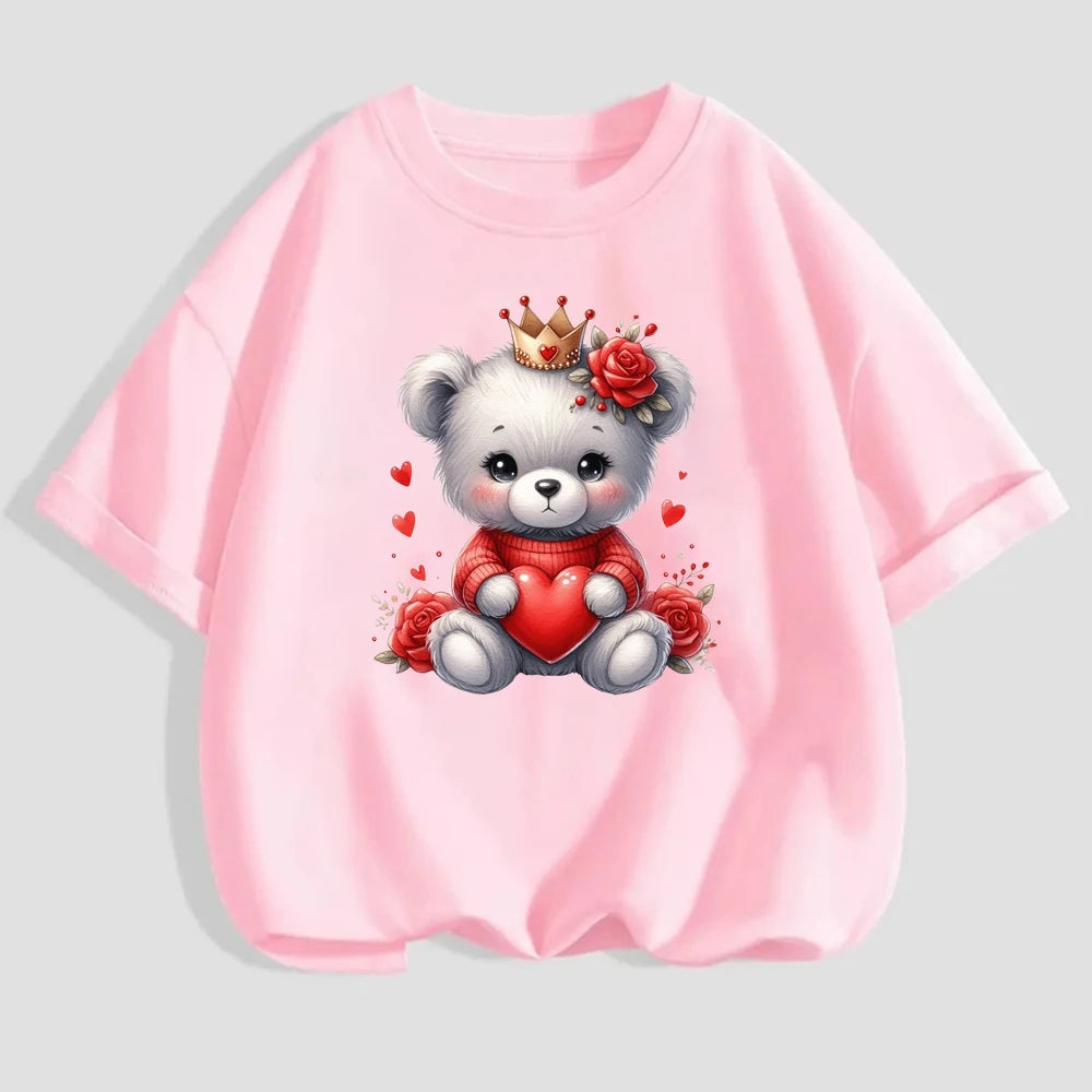 15cm Kids Cartoon Heart Love Bear Dtf Transfers Ready To Press Patches For Clothing T-shirt Hoodies Heat Transfer Stickers