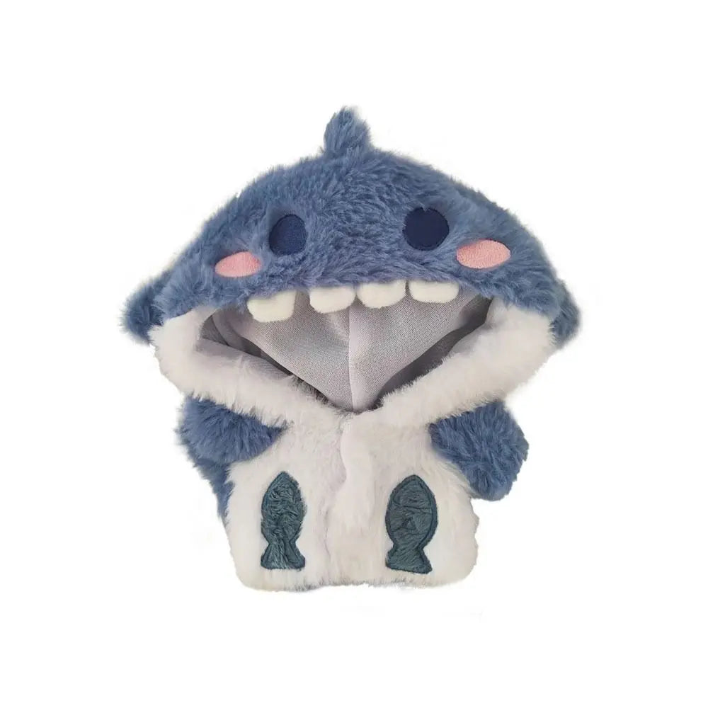 Cartoon Shark Coat Pink Blue Shark Plush Hoodies For 20cm Doll Clothes Lovely Animal Coat Outfit Cotton Stuffed Dolls Toys Gifts