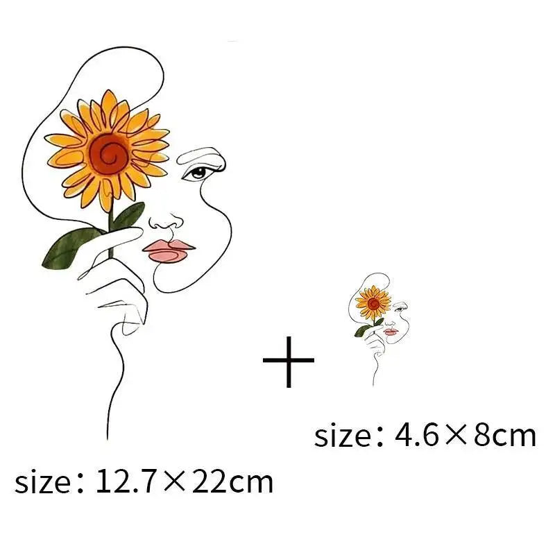 Abstract portraits and floral patterns heat transfer girls' clothing printed stickers Iron On hoodies and canvas bags DIY