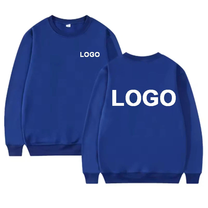 Customized printed men's and women's round neck hoodies, fashionable O-neck loose long sleeved pullovers, street sports shirts