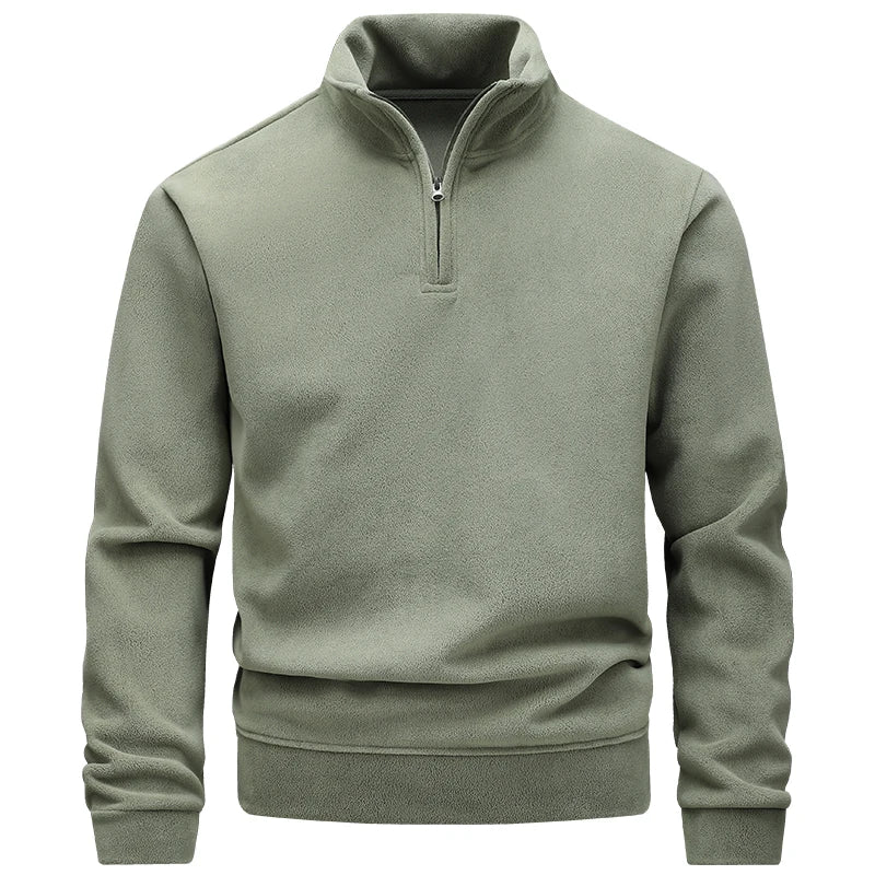 Men's Polar Fleece Stand-Collar Hoodies Autumn Winter Fashion Half-Zip Long-Sleeve Pullover Sweatshirt Warm Men's Hiking Jackets