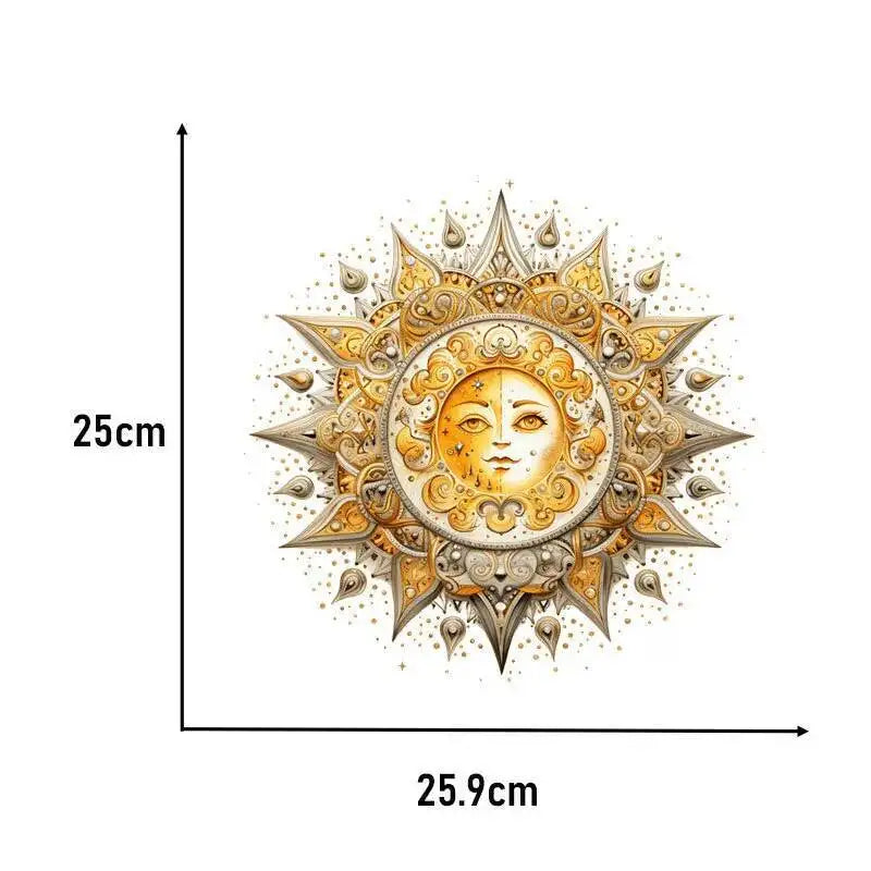 Heat Transfer on Clothes Iron On Patch for Hoodies, Sun and Moon, DTF Thermo Sticker Decals for Men and Women
