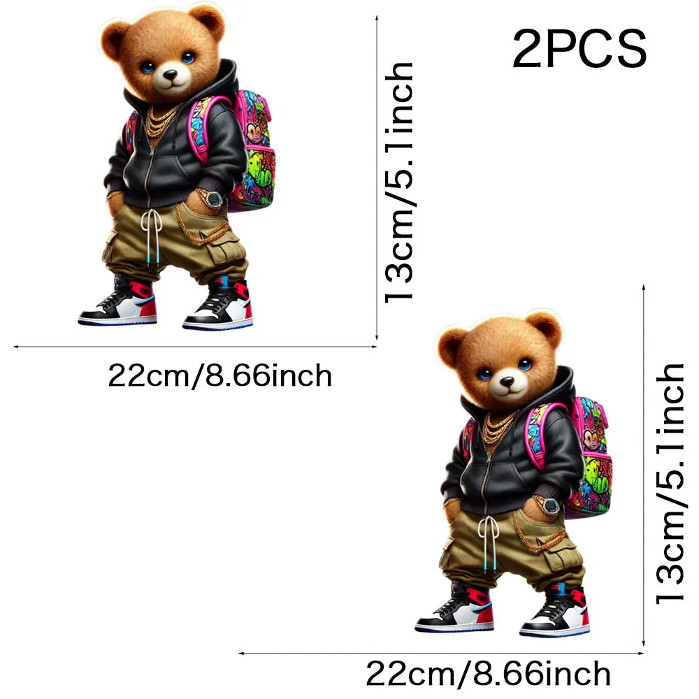 Cool Punk Bears Patches On Clothes Thermal Press Decal T-Shirt Parches Ropa Hoodies Heat Transfer DIY Clothes Stickers Iron On