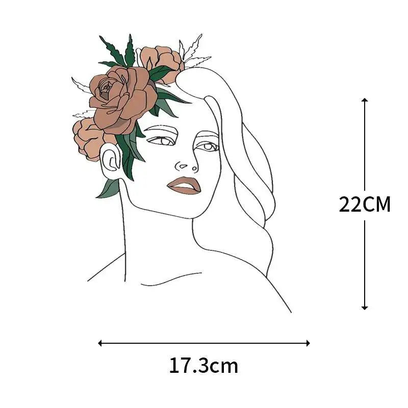 Abstract portraits and floral patterns heat transfer girls' clothing printed stickers Iron On hoodies and canvas bags DIY