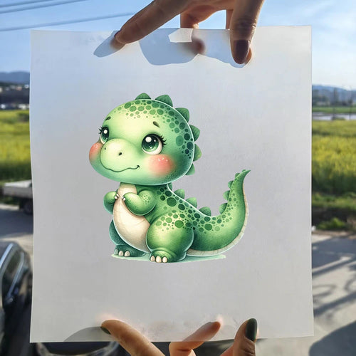 15cm Kids Kawaii Baby Dinosaur Dtf Transfers Ready To Press Patches For Clothing T-shirt Hoodies Heat Transfer Clothes Stickers