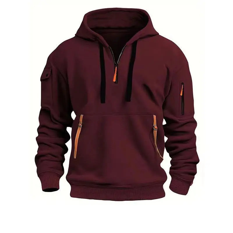 New Men's Zip-Up Color Block Hoodie with Casual Stylish & Durable Fall/Winter Top Raglan Sleeves Hoodies Sweatshirt MaleNew Men'