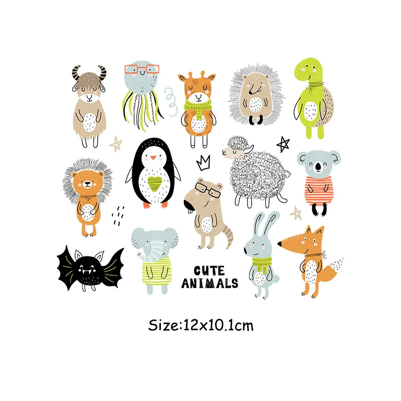 Thermal Transfer Patches T-Shirt Hoodies Patches Diy Arts Crafts Ironing Heat Transfer Patches For Clothes Animal Stickers