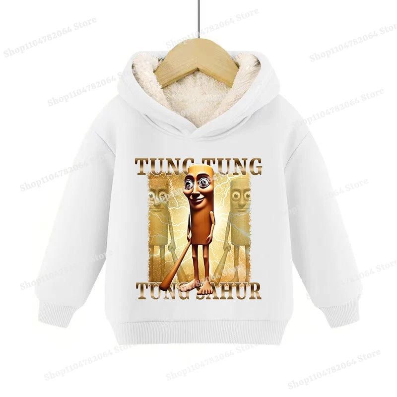 Italian Brainrot Animals Pullover Hoodies Cappuccino Assassino Lamb Fleece Kid Sweatshirt Sahur Anime Cartoons Clothes Tops Gift