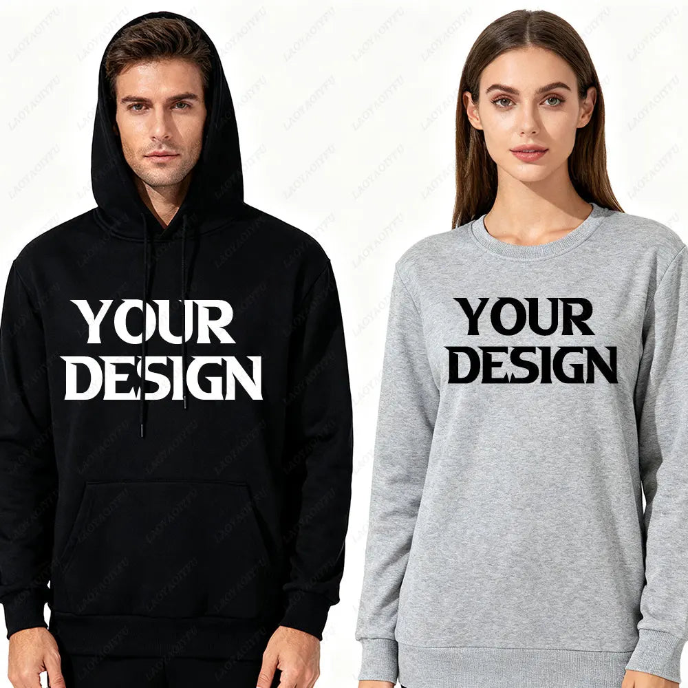 2025 DIY Custom Your Text New Autumn Winter Casual Men's Tops Solid Color Hoodies Sweatshirt Sweatshirt Men Clothing