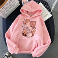 A Cute Patterned Orange Tabby Cat with A Smile Print Hoodies Women Casual Graphic Sweatshirts Fashion Fall Winter Hoody Clothes