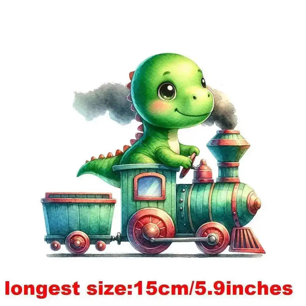15cm Kids Kawaii Baby Dinosaur Dtf Transfers Ready To Press Patches For Clothing T-shirt Hoodies Heat Transfer Clothes Stickers
