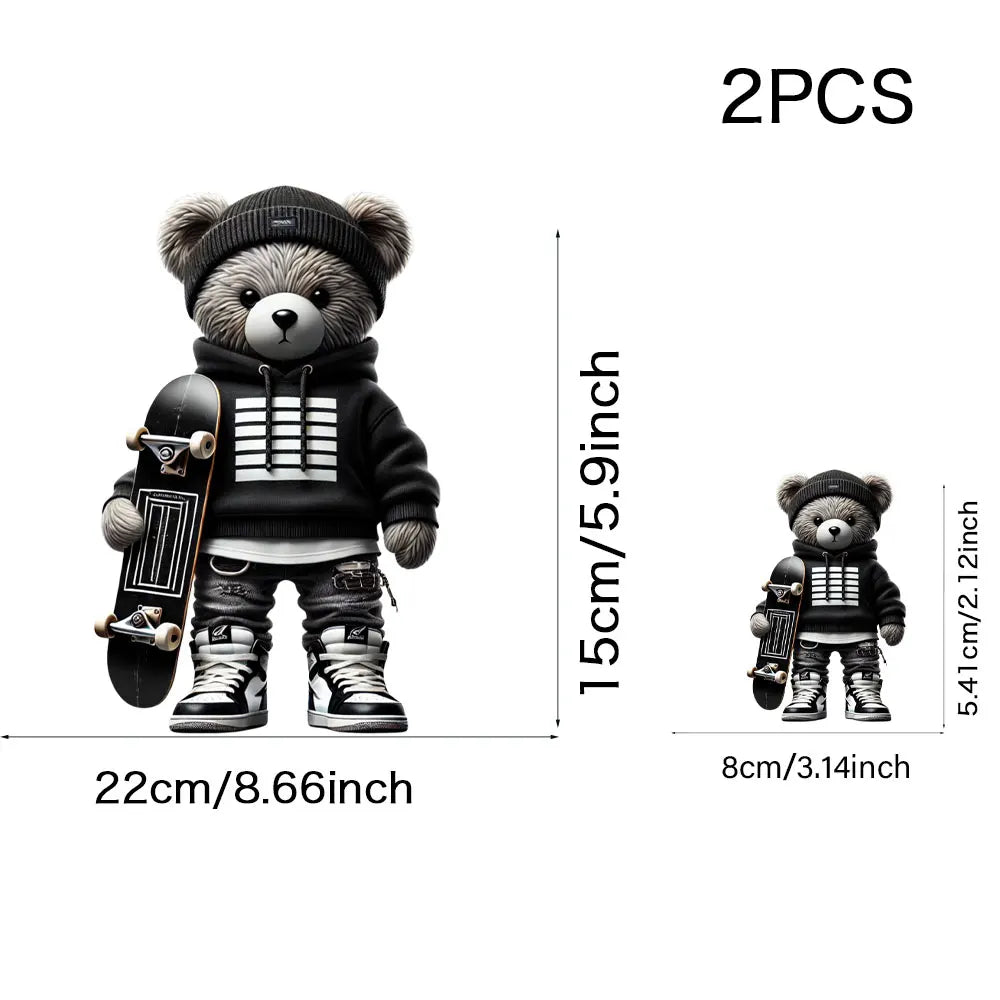 Cool Punk Bears Patches On Clothes Thermal Press Decal T-Shirt Parches Ropa Hoodies Heat Transfer DIY Clothes Stickers Iron On