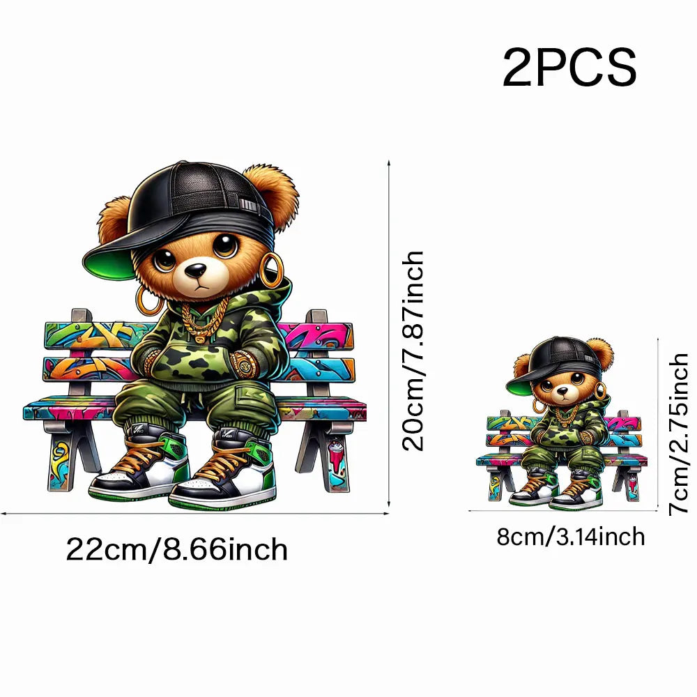 Cool Punk Bears Patches On Clothes Thermal Press Decal T-Shirt Parches Ropa Hoodies Heat Transfer DIY Clothes Stickers Iron On