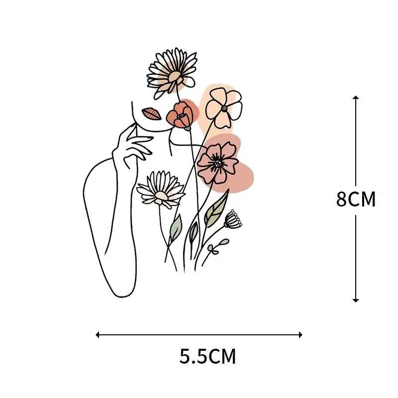 Abstract portraits and floral patterns heat transfer girls' clothing printed stickers Iron On hoodies and canvas bags DIY