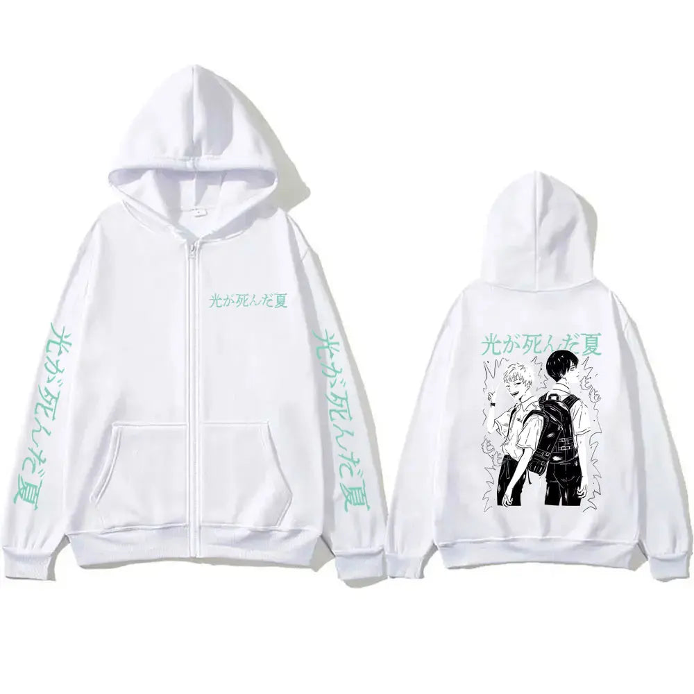 Anime The Summer Hikaru Died Graphic Zipper Hoodie Men Women Clothing Cartoon Manga Zip Up Jacket Unisex Casual Vintage Hoodies