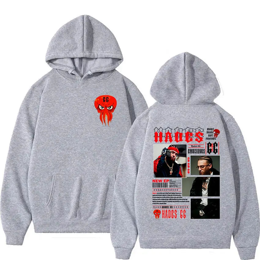 Rapper Hades 66 2025 Album Graphic Cover Hoody Men's Clothing Gothic Long Sleeve Sweatshirt Y2K Vintage Oversized Fleece Hoodies