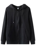 Women Sweatshirts Zip Up Hoodies White Hooded Zip-up Jackets Autumn Cotton Solid Sweatshirt With Zipper Oversized Hoodies Women